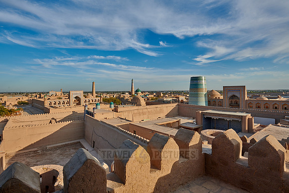 Panorama of ancient city of Khiva, Uzbekistan