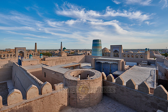 Panorama of ancient city of Khiva, Uzbekistan