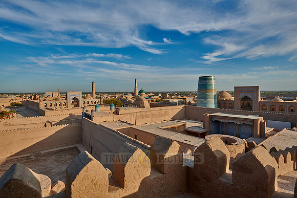 Panorama of ancient city of Khiva, Uzbekistan