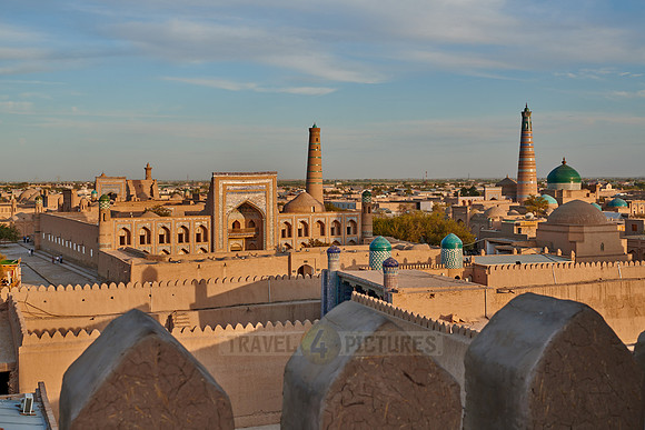 Panorama of ancient city of Khiva, Uzbekistan