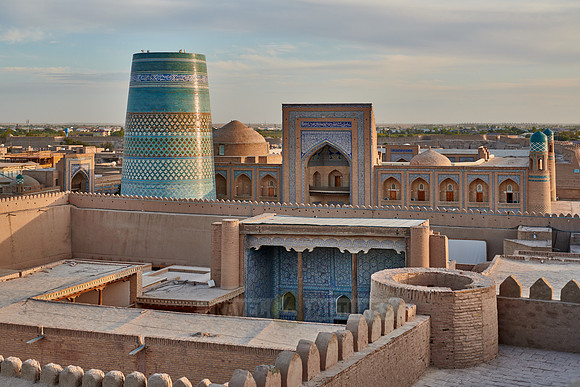 Panorama of ancient city of Khiva, Uzbekistan