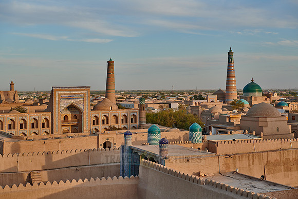 Panorama of ancient city of Khiva, Uzbekistan