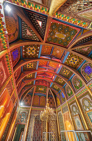 colorful ceiling in Summer Residential Palace Sitorai Mohi Khosa