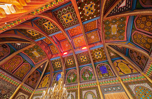 colorful ceiling in Summer Residential Palace Sitorai Mohi Khosa