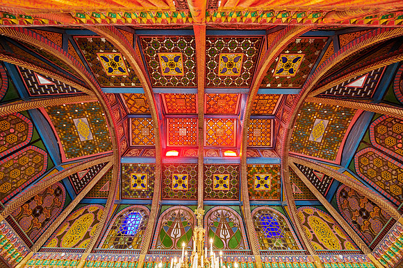 colorful ceiling in Summer Residential Palace Sitorai Mohi Khosa