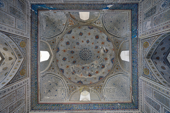 interior shot of Kok Gumbaz Mosque inside Ancient complex Dorut Tilavat