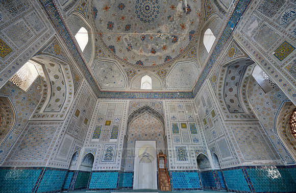 interior shot of Kok Gumbaz Mosque inside Ancient complex Dorut Tilavat