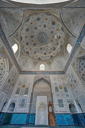 interior shot of Kok Gumbaz Mosque inside Ancient complex Dorut Tilavat