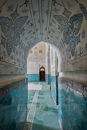 interior shot of Kok Gumbaz Mosque inside Ancient complex Dorut Tilavat