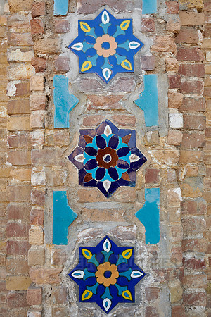 Detail with decorated blue tiles at Amir Timur Mausoleum  or  Gur-Emir mausoleum