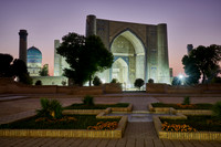 illuminated Bibi-Khanym Mosque or Bibi Khanum Mosque, Samarkand