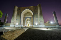 illuminated Bibi-Khanym Mosque or Bibi Khanum Mosque, Samarkand