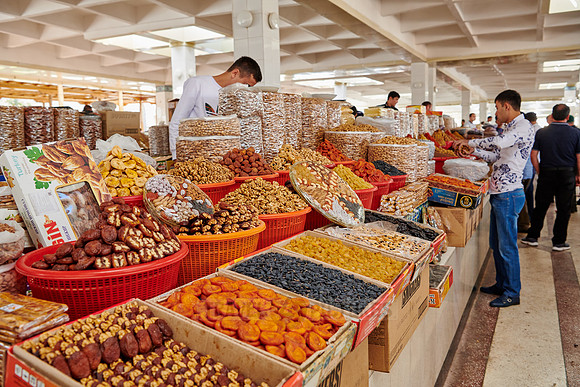 food stalls on Siyob Bazaar, Samarkand