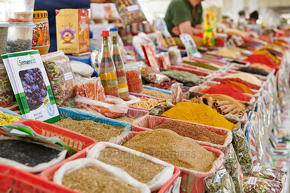 food stalls on Siyob Bazaar, Samarkand