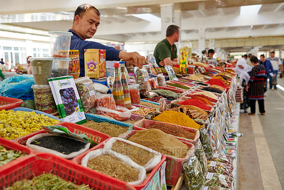 food stalls on Siyob Bazaar, Samarkand