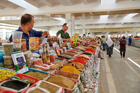 food stalls on Siyob Bazaar, Samarkand