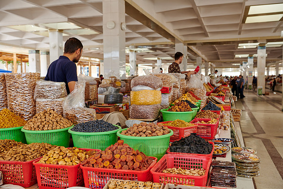 food stalls on Siyob Bazaar, Samarkand