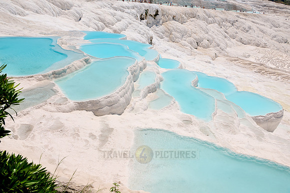 blue pools of Pamukkale travertine terraces