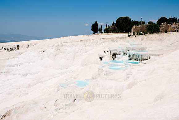 blue pools of Pamukkale travertine terraces