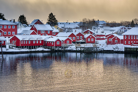 view of Reine at sunset, Lofoten