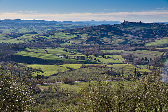 View over the Val de Orcia to Pienza