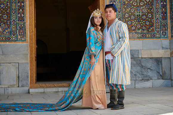 bridal couple in traditional clothes