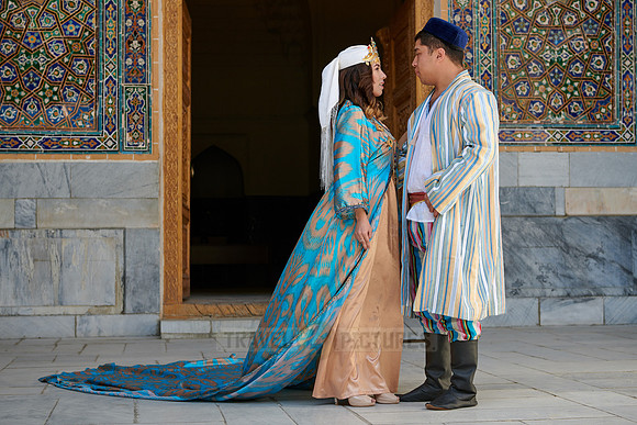bridal couple in traditional clothes