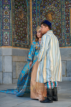 bridal couple in traditional clothes