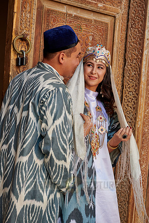 bridal couple in traditional clothes