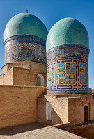 domes of Qazizadeh Rumi Mausoleum, necropolis Shah-i-Zinda, Samarkand