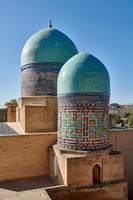 domes of Qazizadeh Rumi Mausoleum, necropolis Shah-i-Zinda, Samarkand