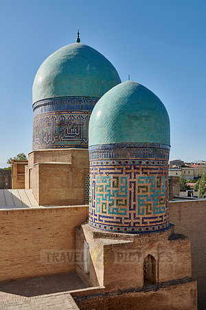 domes of Qazizadeh Rumi Mausoleum, necropolis Shah-i-Zinda, Samarkand