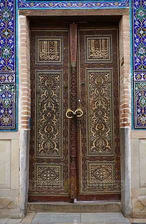 ornated door in necropolis Shah-i-Zinda