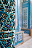 details of blue tiles in necropolis Shah-i-Zinda