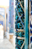 details of blue tiles in necropolis Shah-i-Zinda