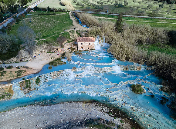 Aerial view of Cascate del Mulino di Saturnia