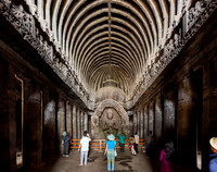 interior shot of Ellora Chaitya Cave No. 10