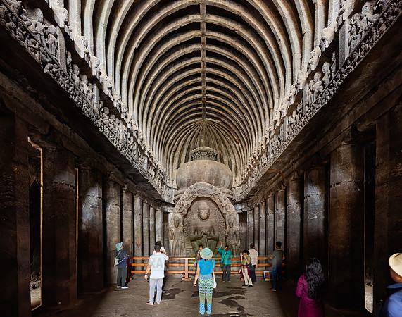 interior shot of Ellora Chaitya Cave No. 10