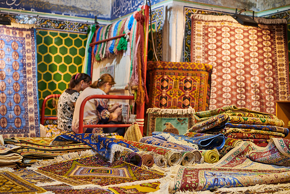 carpet weaving inside Sher-Dor Madrasah