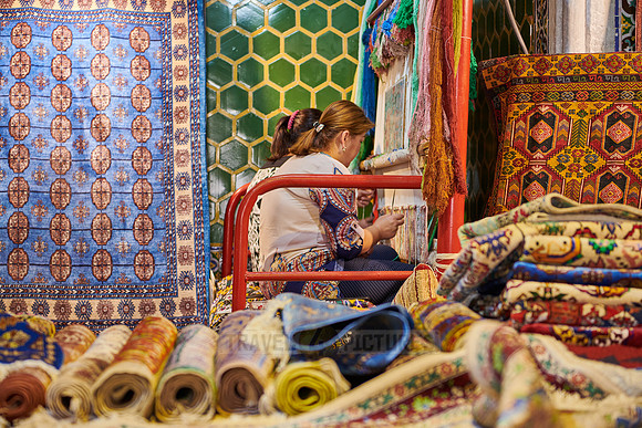 carpet weaving inside Sher-Dor Madrasah