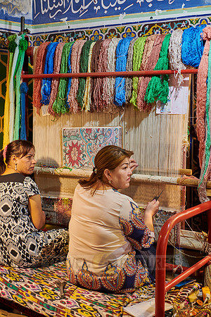 carpet weaving inside Sher-Dor Madrasah
