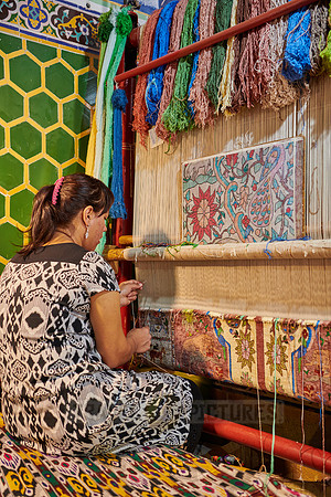 carpet weaving inside Sher-Dor Madrasah