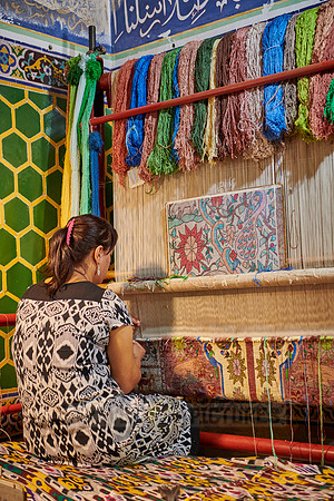 carpet weaving inside Sher-Dor Madrasah