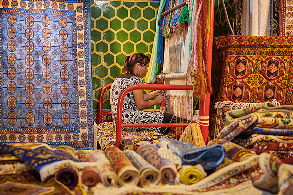 carpet weaving inside Sher-Dor Madrasah