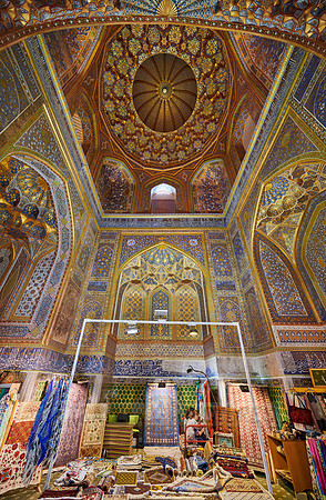 carpet weaving inside Sher-Dor Madrasah