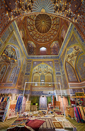 carpet weaving inside Sher-Dor Madrasah