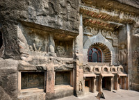 Ajanta caves, facade of cave 9