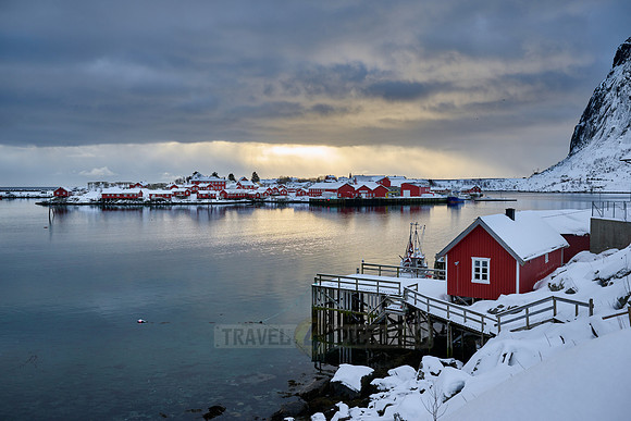 view of Reine at sunset, Lofoten