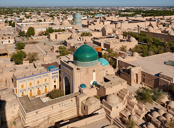 arial view from Minaret of the Islam-Khodja madrassa onto Itchan-Kala