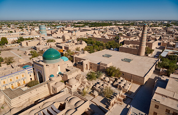 arial view from Minaret of the Islam-Khodja madrassa onto Itchan-Kala